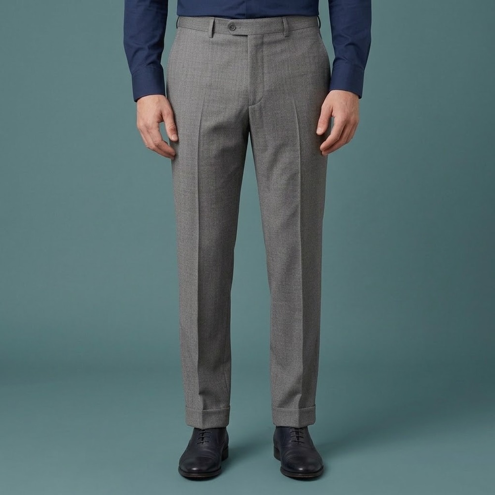 Zanella Wool Dress Pants Mens 34 Gray Italy Natural Stretch Benny